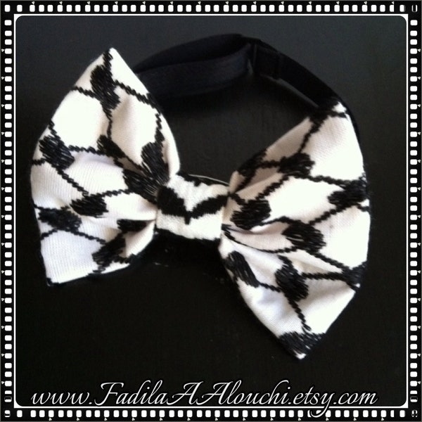 Bow tie Kuffieh Style black red / Noeud Papillon Keffieh black red