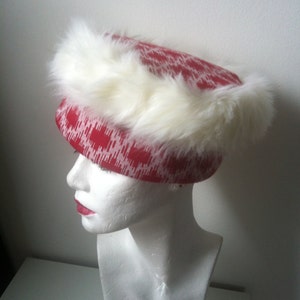 RED Winter Hat KUFFIEH STYLE Tarbouch Chapka fur keffiyeh image 7