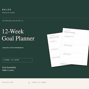12-Week Goal Planner Printable: Undated Action Worksheets, A4 & US Letter PDFs