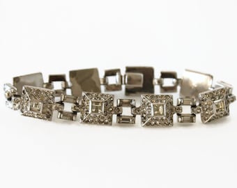 Art Deco Rhinestone Bracelet - TKF Designer - Vintage Bracelet - Gift for Her - Circa 1930s