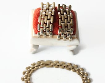 Vintage Gold Tone Jewelry Set - Bracelet and Earrings - Retro Costume Jewelry