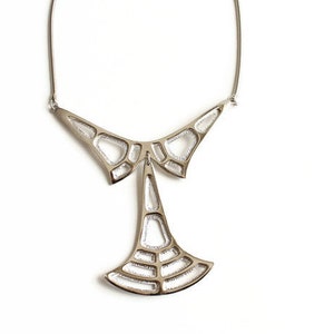 Vintage Abstract Silver Tone Choker Necklace -Statement Necklace - Designer Roget - Costume Jewelry - 1980&#39;s - Gift Idea
