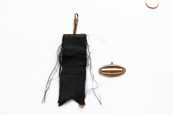 Victorian Mourning Black Ribbon Watch Fob, Antiqu… - image 2