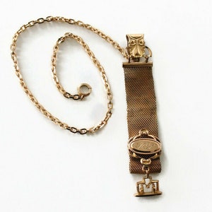 Antique Pocket Watch Chain and Fob - Edwardian Era - Gold Filled - Engraved 1914 - Gift for Men