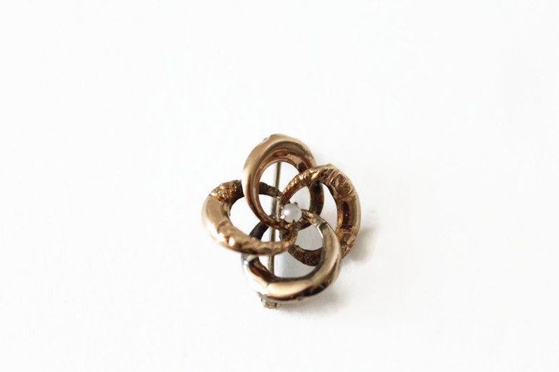 Antique Gold Love Knot Brooch With Seed Pearl Etsy