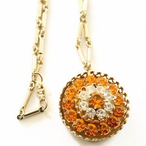 Vintage Coro Necklace - Orange Rhinestone Choker Necklace - Circa 1940's