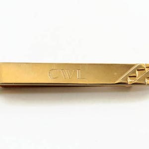 Vintage Gold Tie Bar, Engraved CWL, Designer Swank, Midcentury Fashion Accessories, Men&#39;s Accessories, Circa 1960&#39;s