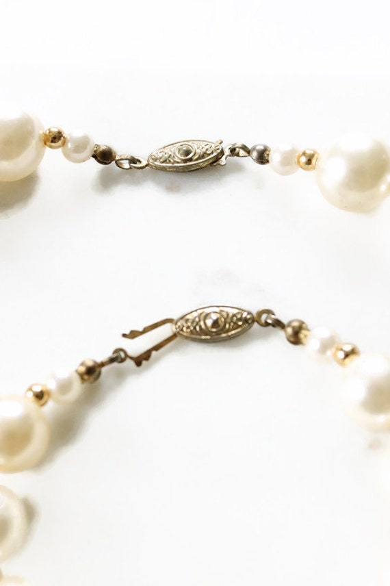Vintage Pearl Necklace and Bracelet - Jewelry Set… - image 3