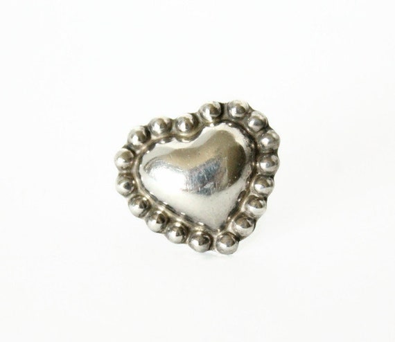 Vintage Sterling Heart Ring - Size 5 - image 1