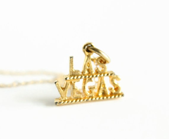 Vintage Las Vegas Gold Charm Necklace - image 1
