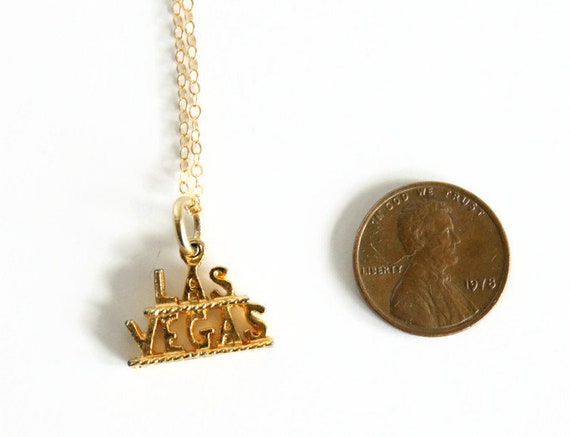 Vintage Las Vegas Gold Charm Necklace - image 3