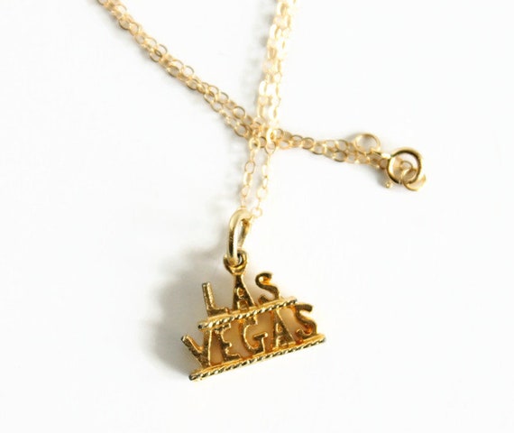 Vintage Las Vegas Gold Charm Necklace - image 5