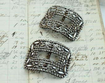 Antique French Cut Steel Buckles - Art Deco Era - 1920's