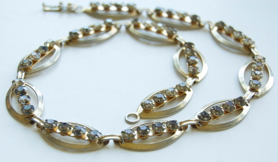 Vintage Gold Rhinestone Choker Necklace, 1980's C… - image 5