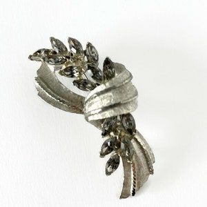 Vintage BSK Brooch - Silver Tone Rhinestone Designer Signed - 1960&#39;s - Gift For Her