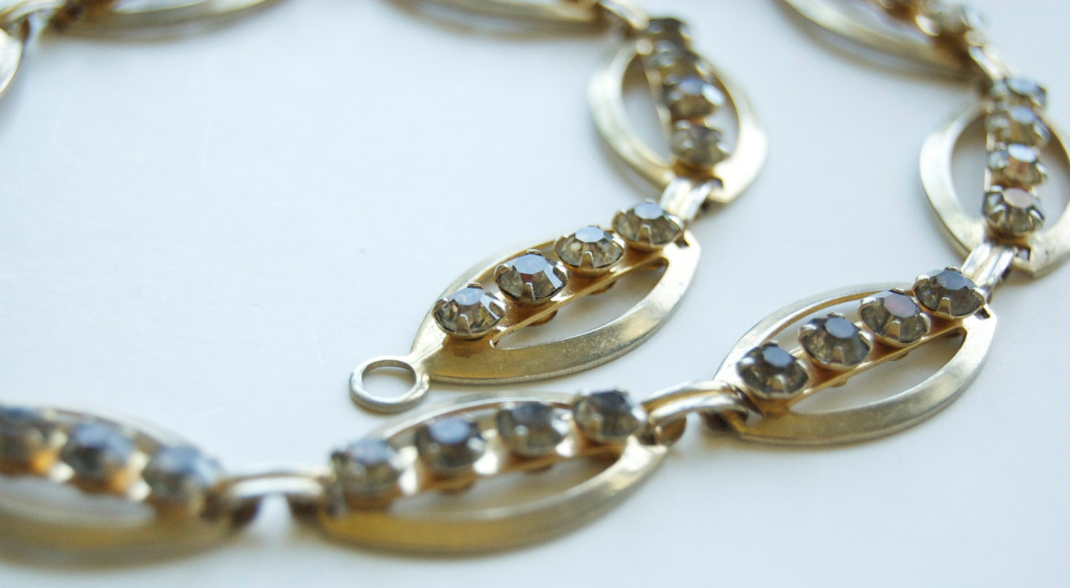 Vintage Gold Rhinestone Choker Necklace, 1980's Costume