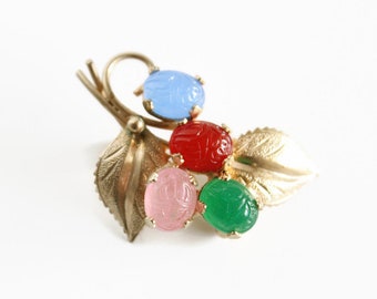 Broche Fantaisie Ancienne En Métal Avec Perles Et Strass - Occasion En Bon état