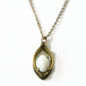 Vintage Opal Pendant - Gold Filled - Dainty Mid Century Necklace - Circa 1940&#39;s