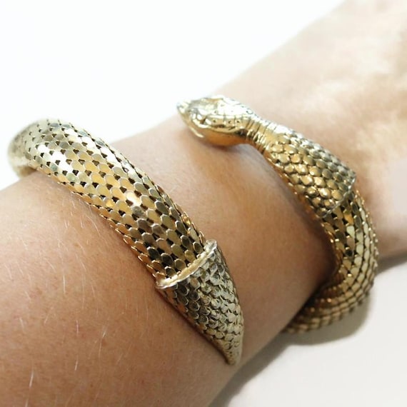 Vintage 70s Gold Mesh Coil Snake Bangle Bracelet - Etsy