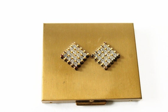 Vintage Gold Rhinestone Compact - image 1