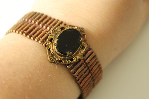 Antique Black Stone Bracelet - Victorian - image 5