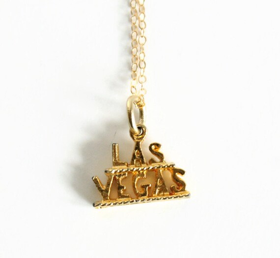 Vintage Las Vegas Gold Charm Necklace - image 2