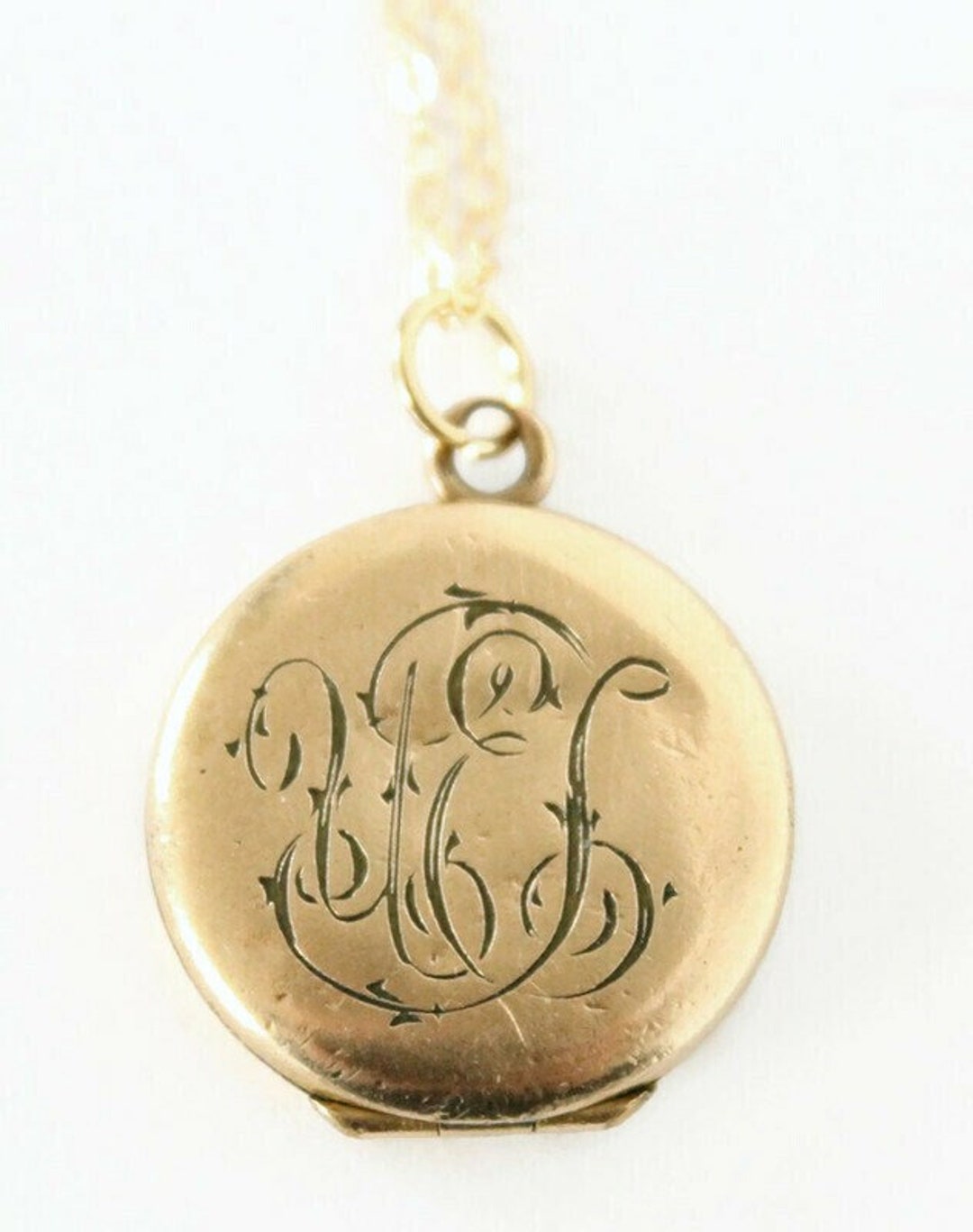 Antique Round Locket, Engraved Initials Photo Locket Keepsake, Gift for ...