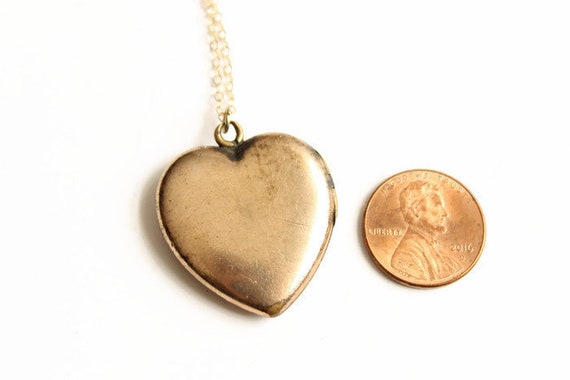 Vintage Gold Filled Heart Pendant Necklace - Mid … - image 2