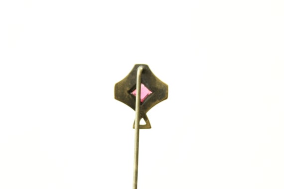 Antique Stick Pin - Simulated Ruby Glass - Lapel … - image 6