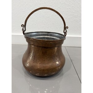 Large Vintage Copper Cauldron Pot Copper  Handles E