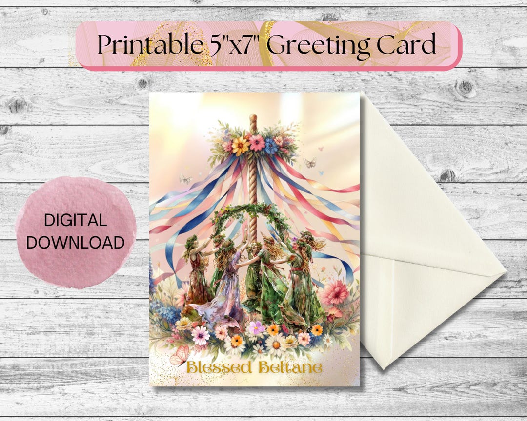Beltane Maypole Dance Greeting Card: Pagan Sabbat (digital Download) - Etsy