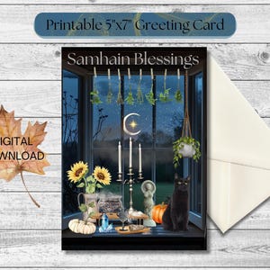 Samhain Altar Digital Card: Witchy Pagan Greeting (5x7 PDF Printable)