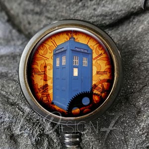 Steampunk Dr. Who Badge Reel – Retractable ID Holder -122