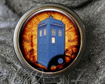 Steampunk Dr. Who Retractable Badge Holder - Dr Who Badge Reel - Office Badge Reel - ID Holder - Doctor Badge Reel - Nurse Badge Holder -122