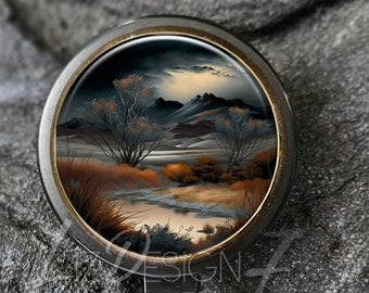 Landscape Retractable Badge Holder - Landscape Artwork Badge Reel -Office Badge Reel -Teacher Gift -Nurse Badge Reel - 253