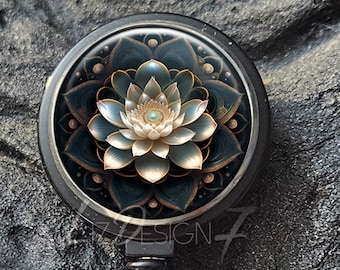Lotus Flower Badge Reel – Yoga Office ID Holder -214