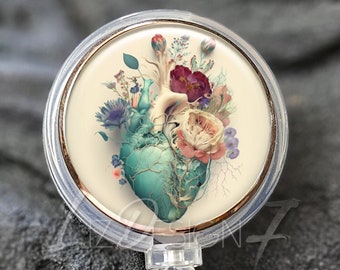 Floral Human Heart Badge Reel – Medical ID Holder -570