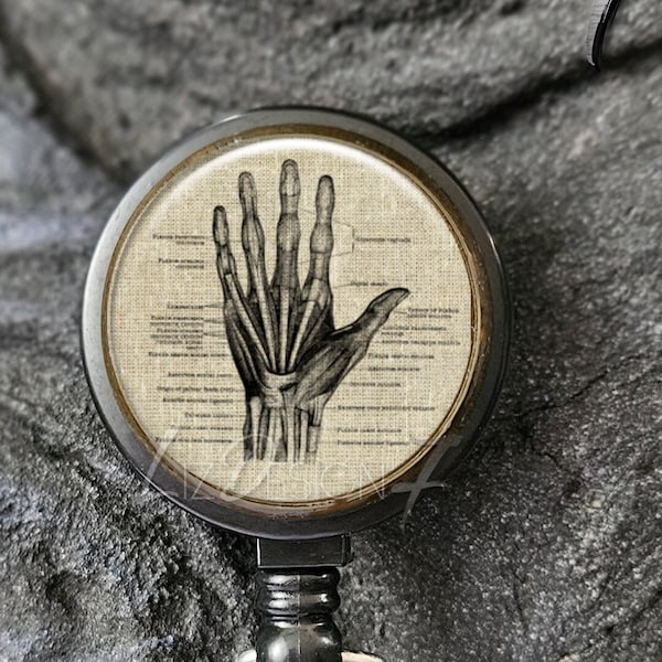 Human Hand Badge Reel - Anatomical Hand Badge Reel - Nursing Badge Reel - Retractable Badge Holder - Orthopedic Surgeon - Anatomy Badge Reel