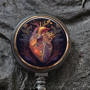 Human Heart Badge Reel - Human Heart Badge Holder with Linen - Medical Badge Reel - Cardiology Badge Reel - 561