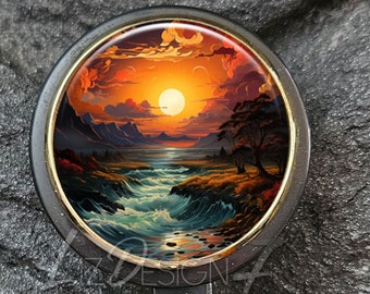 Colorful Sunset Retractable Badge Holder - Sunset Badge Reel -Office Badge Reel -Teacher Gift -Nurse Badge Reel - 256