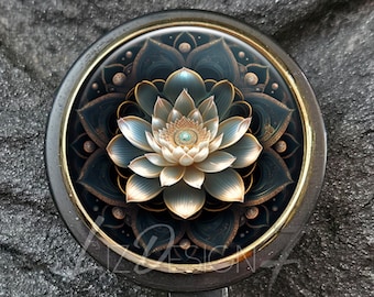 Yoga Retractable Badge Holder- Lotus Flower Badge Reel - Yoga Badge Holder - Om Badge Reel - Om Badge Holder - Office Badge Reel - 214