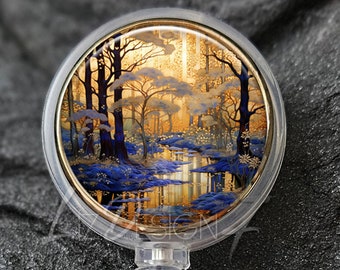 Blue and Gold Retractable Badge Holder - Blue and Gold Forest Badge Reel - Office Badge Reel -Teacher Gift - Nurse Badge Reel - 311