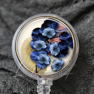 Blue Floral Retractable Badge Holder - Blue Flowers Badge Reel - Floral Badge Holder - Office Badge Reel - ID Holder - Teacher Gift - 44