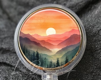 Colorful Sunset Retractable Badge Holder - Colorful Mountains Badge Holder - Office Badge Reel - Teacher Gift - Nurse Badge Reel - 369