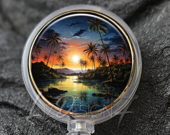 Hawaiian Sunset Retractable Badge Holder - Sunset Badge Reel -Office Badge Reel -Teacher Gift -Nurse Badge Reel - 255
