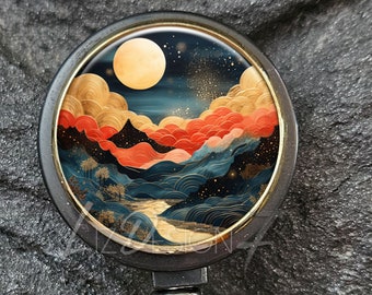 Full Moon Black, Red and Gold Retractable Badge Holder - Black and Gold Badge Reel - Office Badge Reel -Teacher Gift - Nurse Badge Reel -408