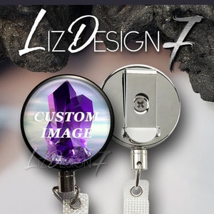 Custom Image Heavy Duty Badge Reel with Steel Cable - Custom Photo Heavy Duty Badge Holder with Steel Cable - Custom Badge Reel