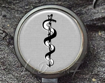 Rod of Asclepius Retractable ID,Badge Holder,Rod of Asclepius Badge ID Reel,Office Badge Reel,ID Holder Doctor Bagde Reel Medical Badge Reel