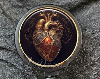Human Heart Badge Reel - Human Heart Badge Holder with Linen - Medical Badge Reel - Cardiology Badge Reel - 560