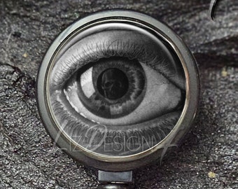 Eye Retractable ID Badge Reel -Eye Badge Holder -Black and White Eye Badge Reel -Office Badge Reel -ID Holder Mc Escher Eye Badge Reel -151